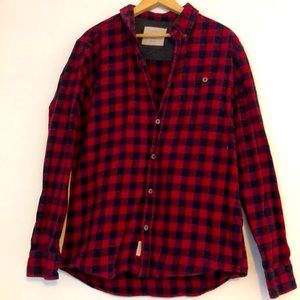 Vintage buffalo plaid thick red winter flannel